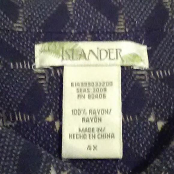 ISLANDER black 100% Rayon button down shirt  4X - Picture 3 of 3